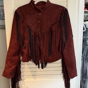 Haute Hippie Rust Red Suede Fringe Jacket